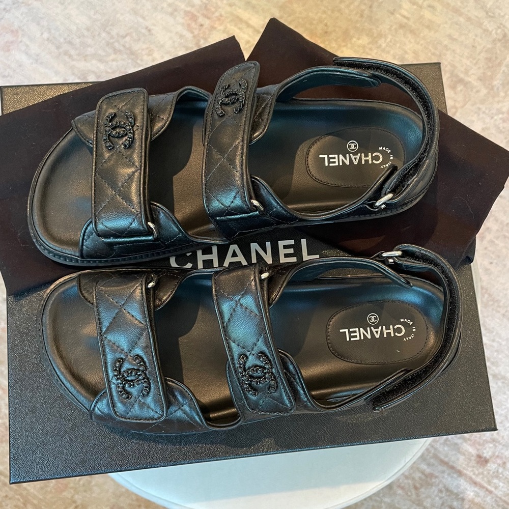 Chanel Dad sandals, leather, size 37 *AUTHENTIC* - Picture 5 of 7